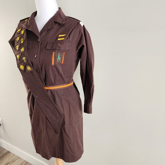 Vintage 80s Girl Guides Canada Brownie Uniform Dress Sash 26 Badges Alfred Sung - Picture 7 of 13